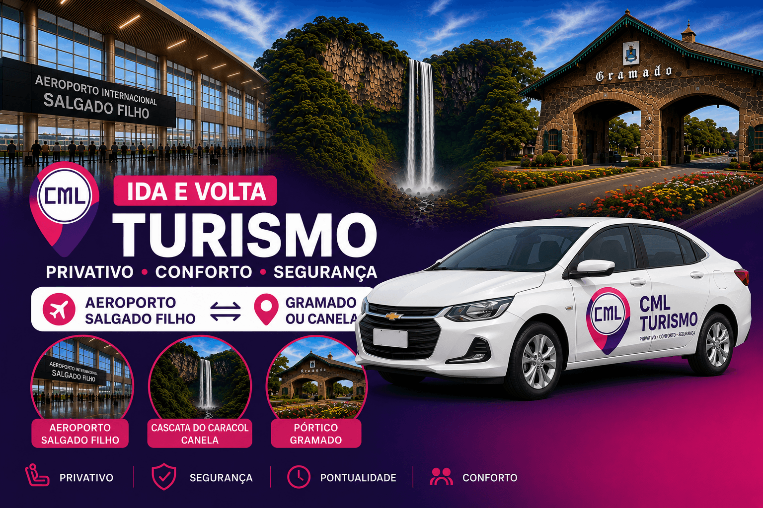 Transfer IDA e VOLTA • Porto Alegre / Gramado ou Canela - Privativo