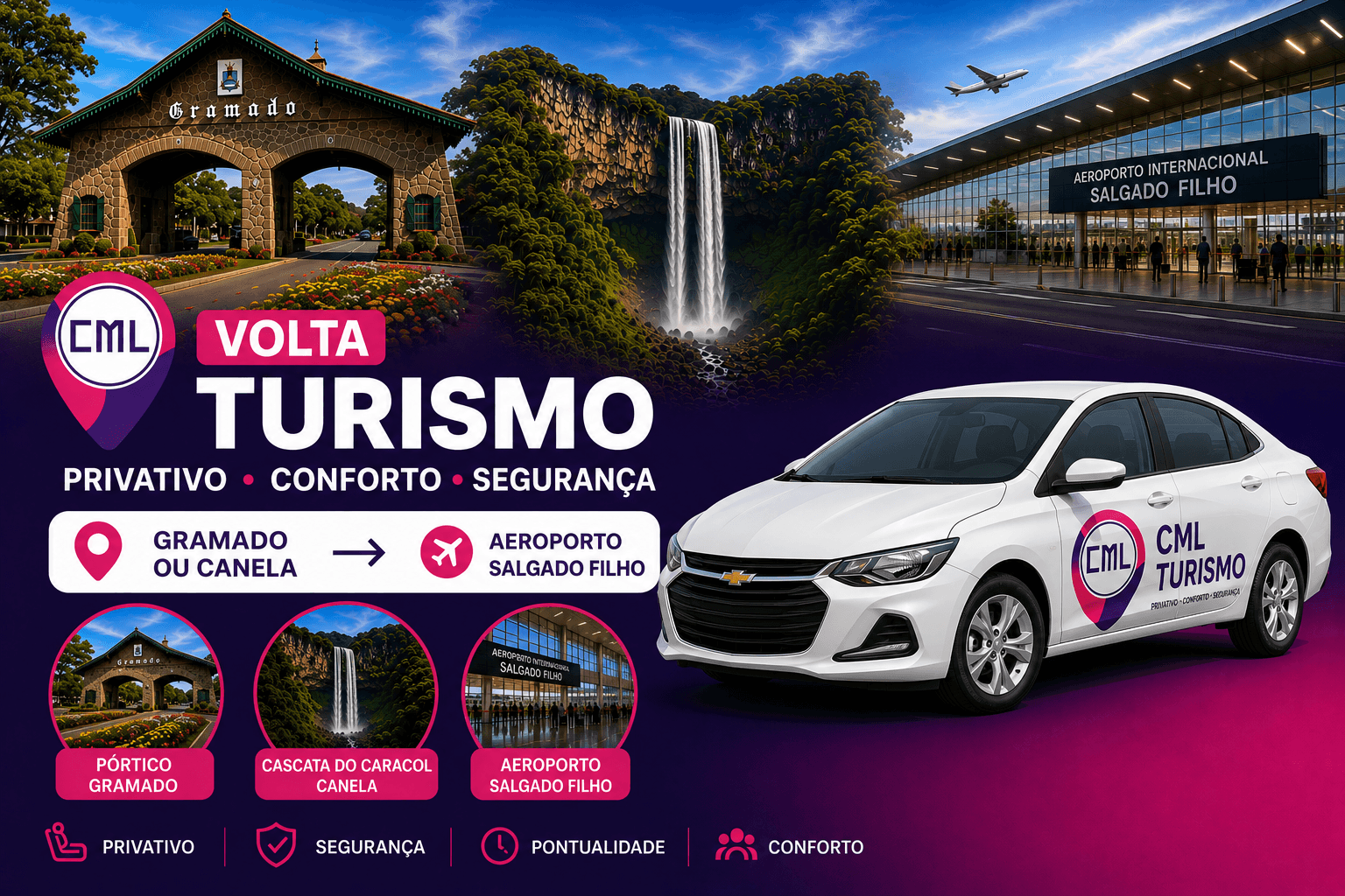 Transfer VOLTA • Gramado ou Canela / Porto Alegre - Privativo